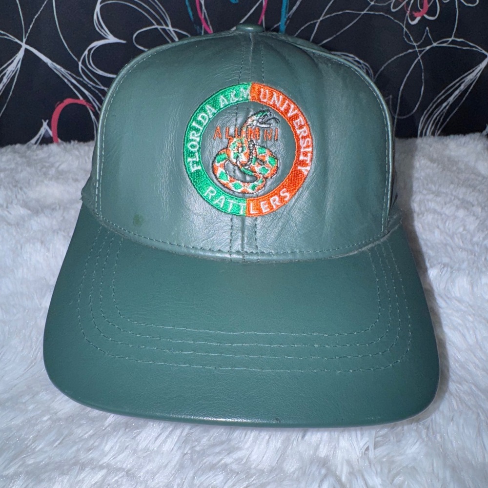 FAMU Rattlers Leather Hat Mens OSFM Green Good Alumni Florida A&M University